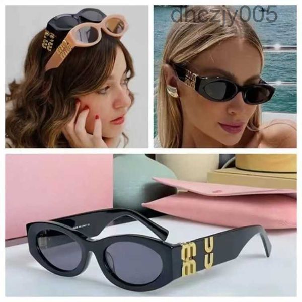 Mu-Sonnenbrille, Designer-Damen-Brille mit ovalem Rahmen, UV-heißes Verkaufsobjekt, quadratische Metallbeine, Miu-Buchstaben-Design-Brille, hohe Qualität, NGBE NGBE 5HEO