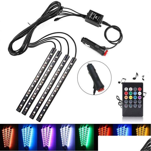 LED-Streifen, Auto-LED-Lichtleiste, 48 Mticolor-Innenwasserdichter Satz, drahtlose Fernbedienung, Ladegerät, Drop-Lieferung, Lichter, Beleuchtung, Urlaub, Dhkc9