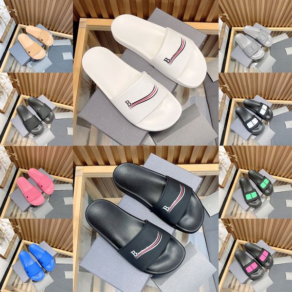 Luxury Pool Slides Chinelos Sandálias de Designer Homens Mulheres Paris Slide Marcas Sandles de Couro Mens Sliders Mules Pantoufle Claquette Outdoor Beach Platform Shoes