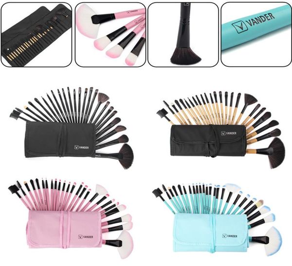 Vander Pro 24 pezzi colori pennelli per trucco set kit di cosmetici per la bellezza del viso da viaggio ombretti in polvere trucco morbido Pincel Maquiagem Bag4369946