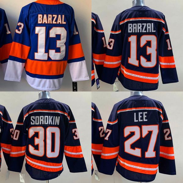 Maglia da uomo 13 Mathew Barzal 27 Anders Lee 30 Ilya Sorokin 2024 Reverse Retro Hockey Jersey cucita S-3XL