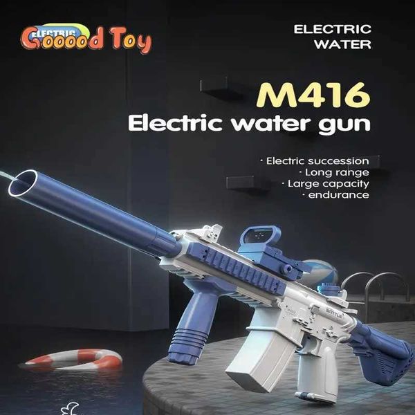 Gun Toys Elektrische Wasserpistole Pistole 10M Long Range Tragbare Pistolen M416 Kinder Sommer Strand Outdoor Kampf Schießen Spielzeug für Jungen Kind SpieleL240308