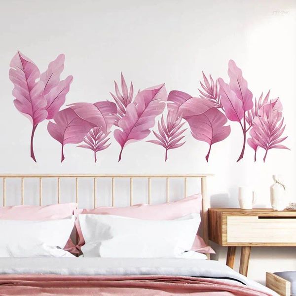 Adesivi murali romantiche foglie rosa decorazioni per il soggiorno battiscopa estetico caldo camera da letto studio murale autoadesivo