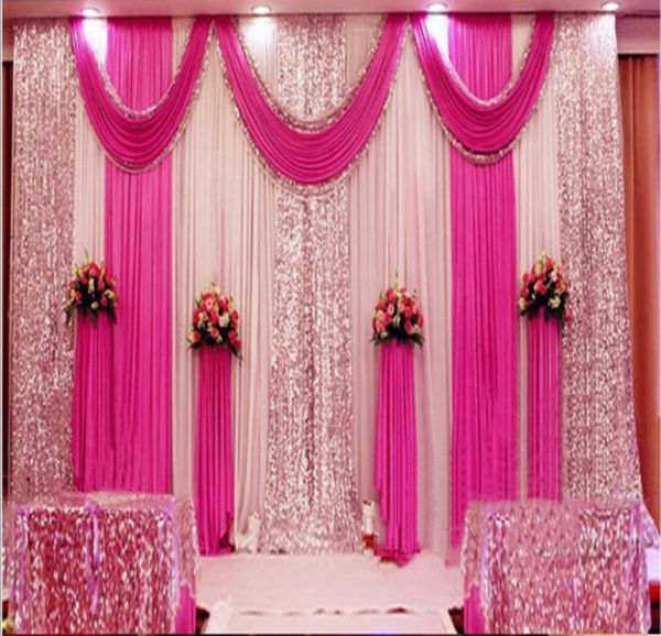 Decorações de casamento 3m3m 36m 4m8m Cortina de palco Cenários de prata lantejoulas Ganhos Material de seda gelo Festa de casamento Decoração de palco 7249534