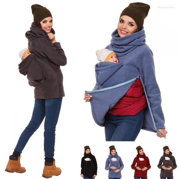 Kadın Hoodies Hamile Kapüşonlu Sweatshirt Çok Fonksiyonlu Kanguru Hoodie Ceket Hamile Kadınlar İçin Bebek Taşıyıcı Sonbahar Kış Ceket Katları