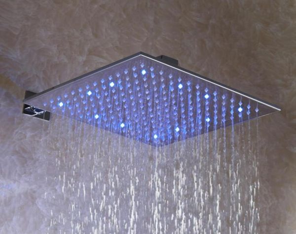 Cabeça de chuveiro de chuva LED suspensa quadrada de 12 polegadas cromada D00322813169