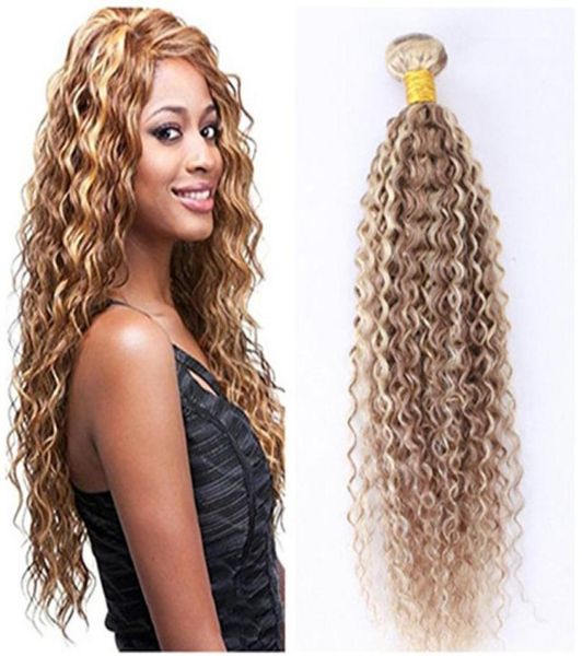 Pacotes de cabelo humano cor de piano misturado 27 613 loira kinky encaracolado tramas afro kinky encaracolado cabelo virgem brasileiro 3pcslot novo arri9275493