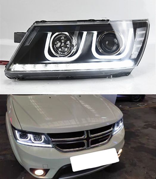 LED-Tagfahrlicht für Dodge Journey-Scheinwerfer 2009–2016, Blinker, Fernlicht, Projektorlinse