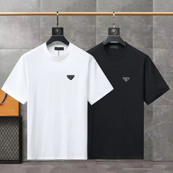 T-shirt da uomo e da donna estiva di design milanese lettera stampata casual e alla moda girocollo sportivo in cotone top sciolto a maniche corte in bianco e nero coppia T-shirt