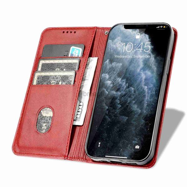 Magnetische Hüllen für iPhone 15 14 13 12 11 Mini Plus Max X XR XS 8 7 Brieftasche Leder PU TPU Hülle Kartensteckplätze 240304