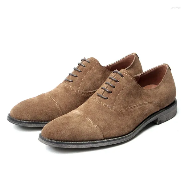 Freizeitschuhe, England, Khaki, umgekehrtes Wildleder, Herren, spitze Zehenpartie, formelles Kleid, Geschäftsmann, Büro, Anzug, Oxfords