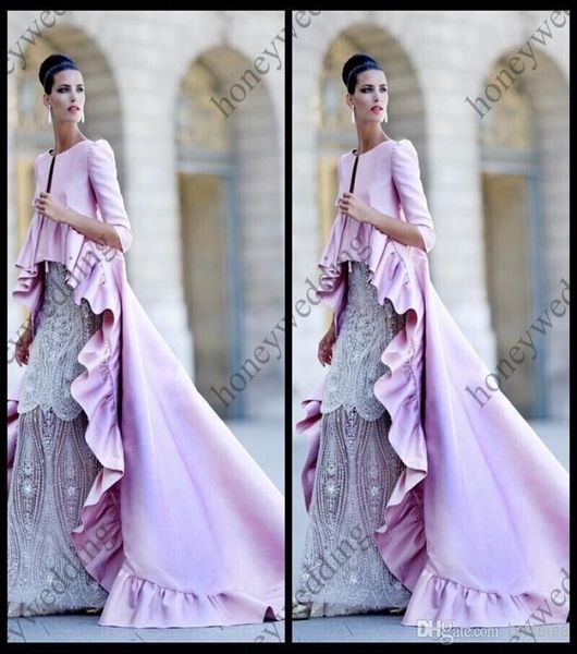 Brautumhänge und Jacken Falbala Edge High Low 34 Langarm Satin Flieder Lila Rosa Umhang Moderner Brautumhang mit Schwanz Weddi6962949