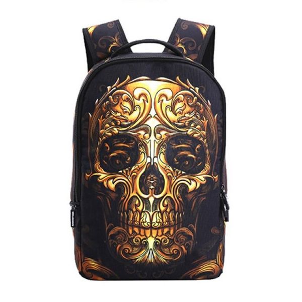 Mochila Moda Crânio Impressão Designer Mochilas Estudantes Escola Poliéster Sacos de Viagem 8 Color3350