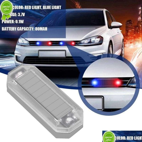 Dekorative Lichter Neues Auto Solar-LED-Mini-Warnlicht Nachtfahrt für Motorrad Elektrofahrzeug Fahrrad Schwanz Anti-Rear Strobe Drop D DHLGB