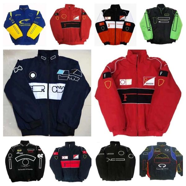 Гоночный костюм F1, осенне-зимняя командная куртка с вышивкой на хлопковой подкладке, логотип автомобиля, полная вышивка, мотоциклетные куртки в стиле колледжа, ретро qw