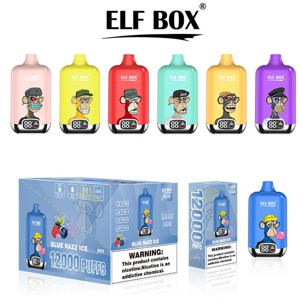 ELF BOX puff 12000 vapori usa e getta digitali 12 gusti 12k Puff 500mAh Batteria ricaricabile Cartuccia preriempita da 25 ml 2% 5% Pod vape e sigaretta barra degli elfi