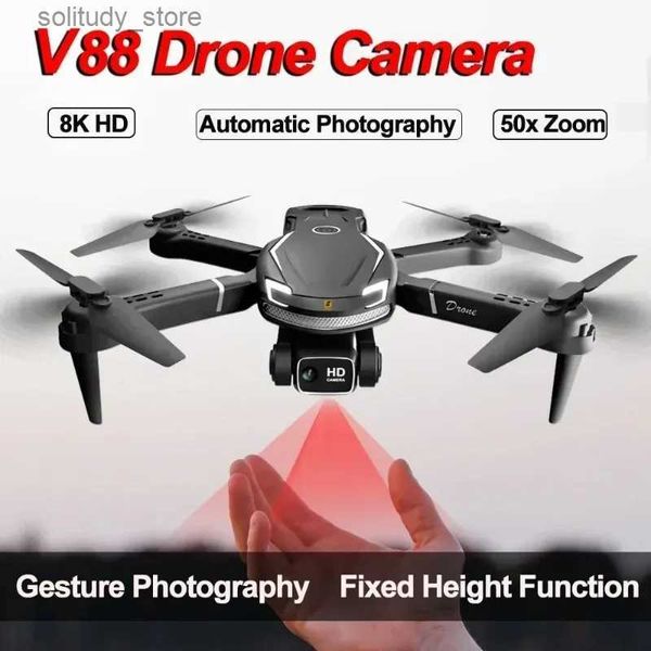 Drohnen 8K High-Definition-V8-Dual-Kamera-Drohne mit einem Knopf, Not-Aus, Hindernis-Luftaufnahmen, vier Hubschrauber, Outdoor-Reisegeschenke, Q240308