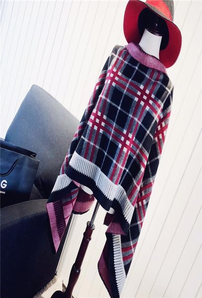Sciarpa in cashmere imitazione double face diretta dal produttore, con motivi scozzesi, scialle in lana tirata calda intera9499393