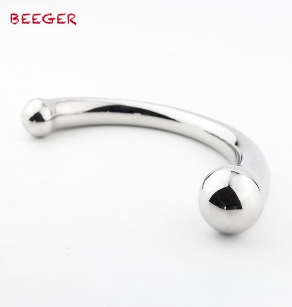 BEEGER The Chrome Crescent Dildo Massaggiatore prostatico Stimolatore clitorideo Spina anale G Spot in acciaio inossidabile Y181101063477840