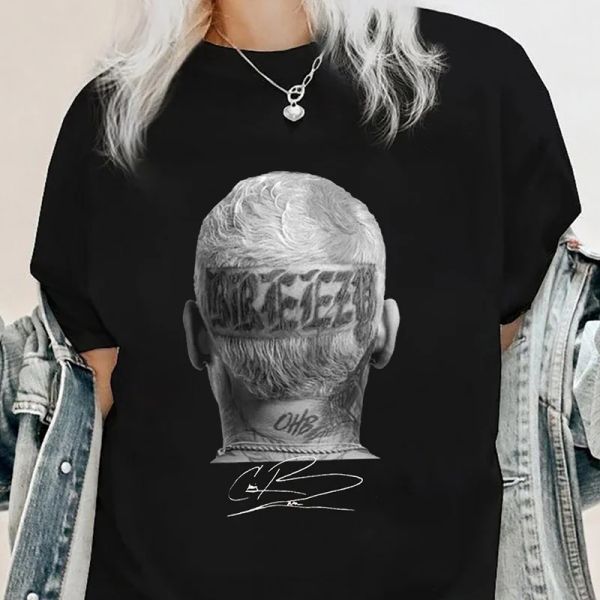 T-shirt Chris Brown Breezy Magliette da uomo Vintage retrò anni '90 Hip Hop Rapper T Shirt per uomo Donna Top Streetwear Camisetas Para Hombre