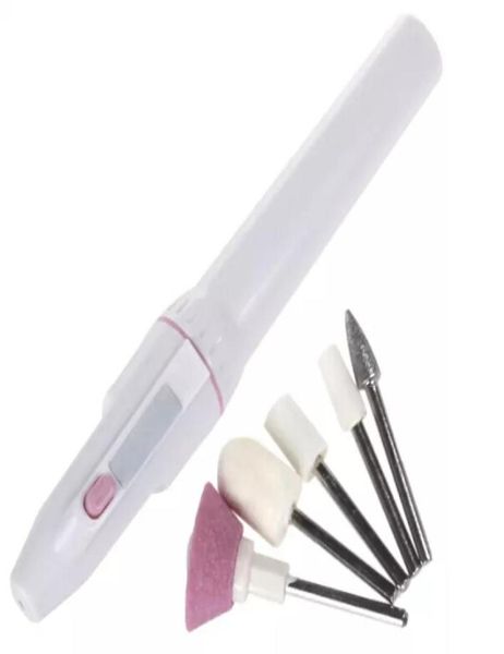 NOVA caneta em formato de mini pontas elétricas para arte em unhas Conjunto de ferramentas para manicure Máquina de cuidados com as unhas com 5 cabeças de unhas feitas de precisão 2476259