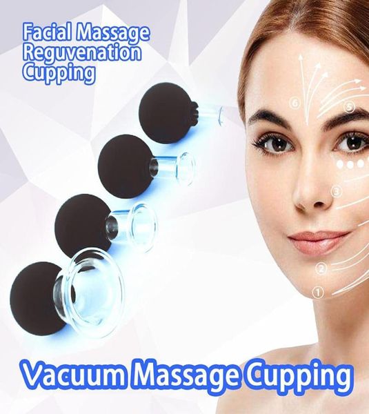 4 peças de vidro massagem facial cupping terapia conjunto para olhos rosto e corpo silicone ventosas vácuo anti celulite rugas5839524