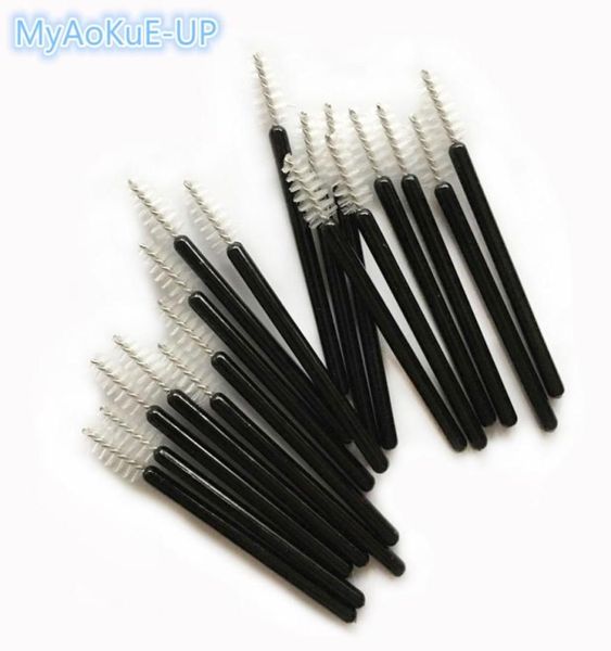 Mini pennelli per ciglia usa e getta Manico nero Pennello bianco 200 pezzi Strumenti per estensione ciglia One Off Lash Brush Mascara Bacchette2246398