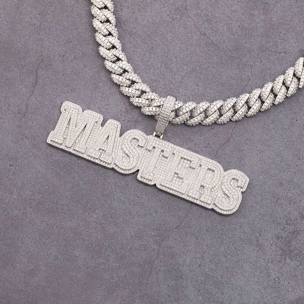 Nome personalizzato ghiacciato Hip Hop Sier VVS rotondo Moissanite uomo regalo gioielli pendente collana di fascino