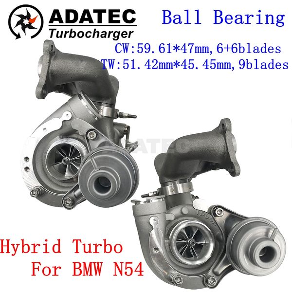 Turbo híbrido para BMW 135i (E82/E88) Motor N54B30 Rolamento de esferas 49131-07040 49131-07041 Atualização Turbolader 11657649290 Roda de compressor de tarugo maior