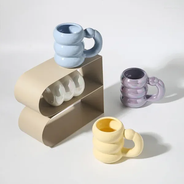Кружки креативные шины керамическая чашка для воды кружка для молока скандинавские кофейные чашки с большой поручнем цветная посуда для напитков для сока