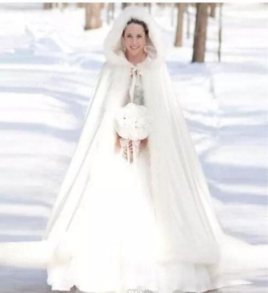 2018 novo quente barato capa de noiva inverno pele feminina jaqueta nupcial natal até o chão mantos feitos sob encomenda longa festa de casamento coat3777580