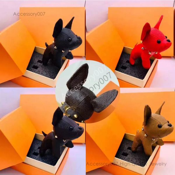 Chaveiros2021 Designer Cartoon Animal Pequeno Cão Chaveiro Acessórios Chaveiro PU Couro Carta Padrão Carro Chaveiro Jóias Presentes com Caixa