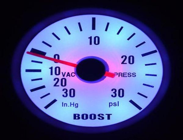 2quot 52MM AUTO METER VISORE BIANCO LED BLU CERCHIO ARGENTO SCALA DA 90 GRADI BOOST PSI GAUGE AUTO GAUGE3204611