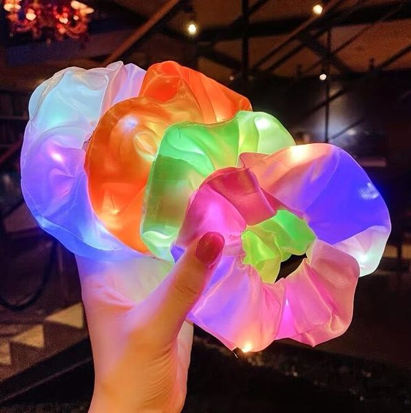 Popolare lampeggiante illuminare la cravatta per capelli delle ragazze LED luminoso colorato fascia per capelli Scrunchies elastico per capelli cravatta coda di cavallo accessori per capelli