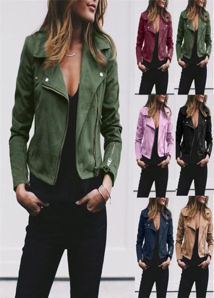 Frauen winter jacke Leder Weibliche Jacke 2019 Mode Women039s Damen Retro Niet Zipper Up Bomber Jacke Mantel Lässig Outwear9287202