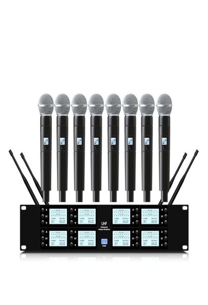 Mikrofone Professionelles UHF-8-Kanal-Funkmikrofonsystem Handheld-Lavalier-Konferenz-Karaoke-Kirche-Schule-Vortragsbühne4444434