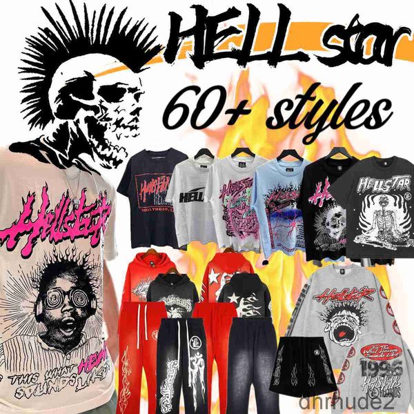 Рубашка Hellstar для мужчин и женщин, толстовка с капюшоном в стиле панк, дизайнерские эластичные спортивные штаны, летний модный комплект спортивной одежды SVP2 SVP2 WM5N