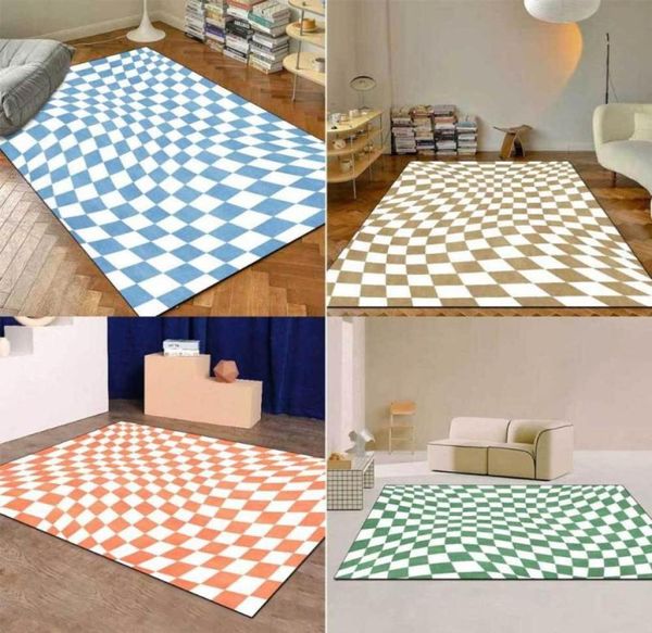 Tapetes Checkerboard Área Tapete para sala de estar Quarto colorido tapete de azulejos xadrez xadrez roxo rosa verde marrom retro marroquino1353837