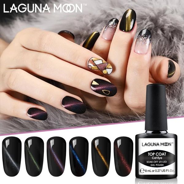 Prego gel lagunamoon 8ml magnético gato olhos uv top coat polonês camaleão ímã gato verniz gellak esmalte embeber laca