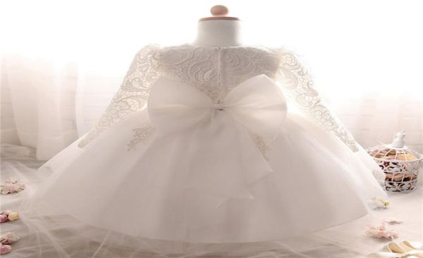 Winterkleid für Mädchen, langärmelig, weiße Taufkleider, Baby-Mädchen, 1 Jahr Geburtstag, tragen, Kleinkind-Mädchen, Spitze, Taufe, Ballkleid 5033421