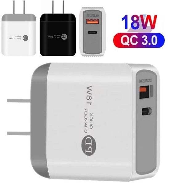 Caricabatterie tipo c PD ricarica rapida veloce Adattatore di alimentazione EU US UK Caricabatterie da muro USB 18W QC30 per Iphone 12 13 14 Samsung Samsung Table8353904