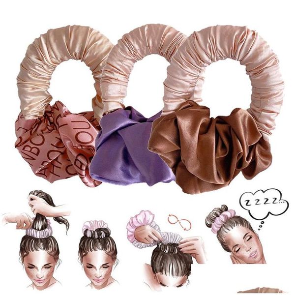 Acessórios de cabelo Slee Heatless Curler Headband Preguiçoso Curlers Fita de Seda Onda Ferramentas Scrunchies Curl Bar Confortável para Meninas DIY Dro Dhnsz