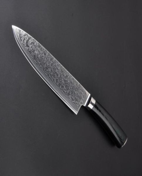 67-слойный VG10 из дамасской стали шеф-повара 8-дюймовые дамасские кухонные ножи Дамасский нож высокого качества VG10 Японский стальной нож шеф-повара Micarta3013634