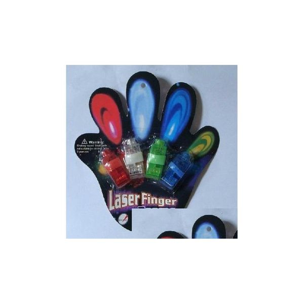 LED-Handschuhe, 4 x farbige LED-Laser-Fingerbalken, Party-Licht-Ring-Lichter mit Blisterpaket, Drop-Lieferung, Spielzeug, Geschenke, LED-beleuchtete Spielzeuge Dhpiy