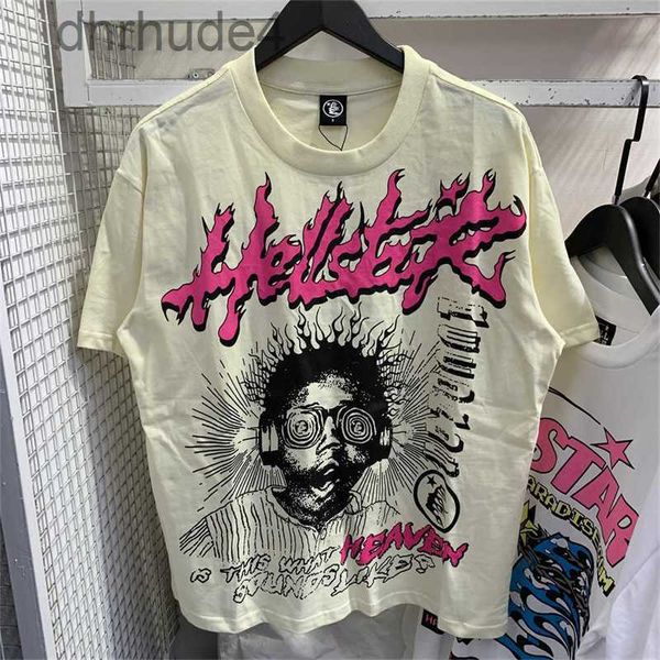 Hellstar T Shirt Tasarımcı Gömlek Grafik Tee Giyim Giysileri Yenilenmiş Kumaş Sokak Graffiti Yazı Folyo Baskı Vintage Siyah Gevşek Takım Artı Boyut Yrrx