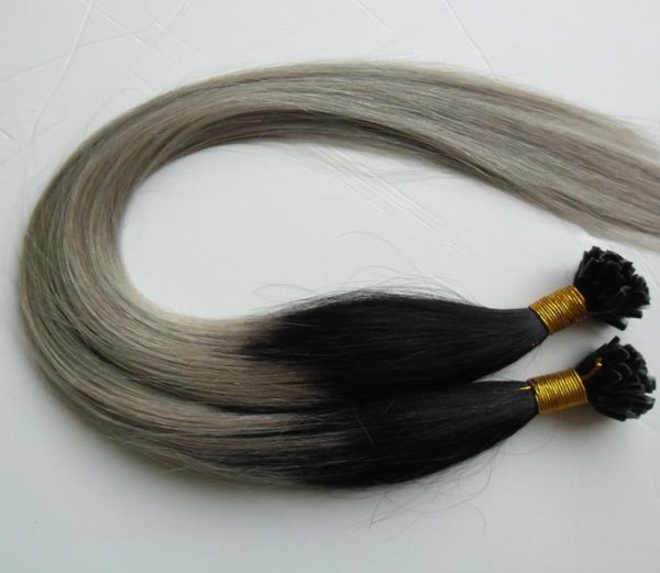 Ombre Pre Bonded Nail U TIP Remy Echthaarverlängerungen 100S unverarbeitetes reines peruanisches glattes Haar Keratin Fusion Hair Extensio3975258