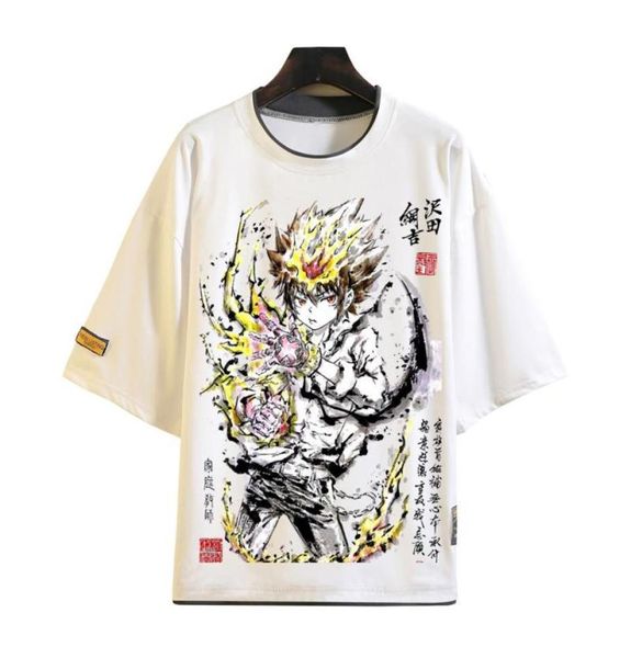 Men039s Magliette Anime Katekyo HITMAN REBORN Maglietta Cosplay Sawada Tsunayoshi Maglietta estiva Moda Cartoon Top Tee Maglietta C1814033