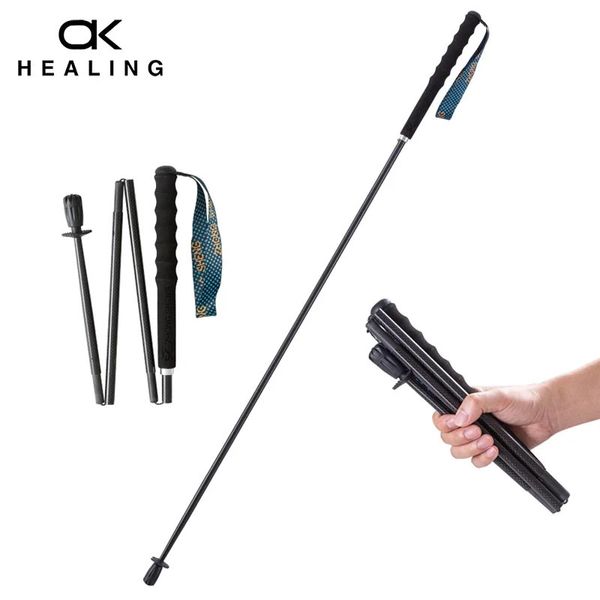 110g ultra leve pólos de trekking dobrável caminhadas varas portátil fibra carbono dobrável nordic bengala sacos 240304