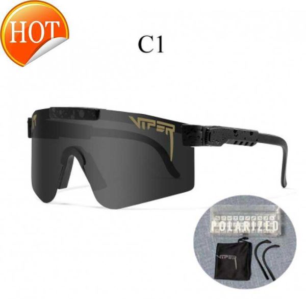 Armações de óculos de sol 2024 nova moda polarizada com óculos de equitação de uma peça Pit Viper e óculos de proteção