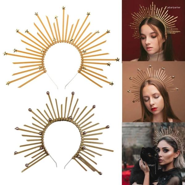 Haarspangen, Göttin von Notre Dames, mit Fünf-Sterne-Kopf, Schnalle, Haarband, lustige, übertriebene Romankronen, Halloween-Hexen-Stirnband